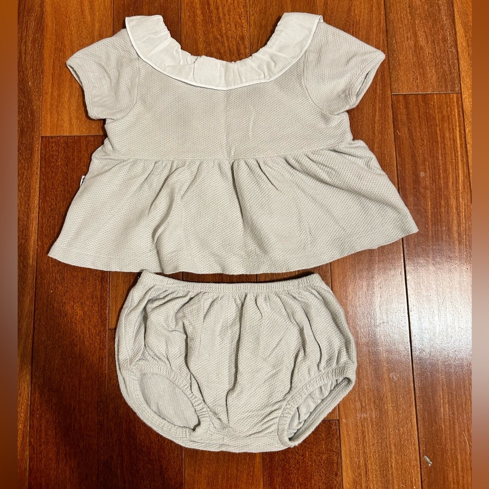 Babidu Girls Grey Cotton Dress Set